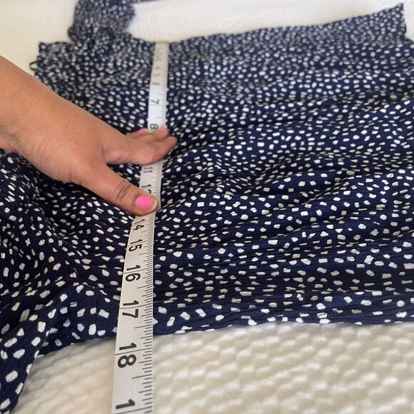 Express Dotted Tie Front Off Shoulder Dark Blue Blouse Polka Dot Top Size M - Picture 6 of 8